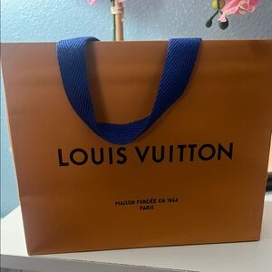 Louis Vuitton Orange Shopping Bag with Blue Handle (Shopping Bag Only)